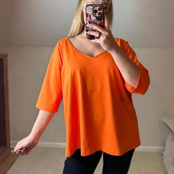 Gretchen Scott: Orange Second Skin Tee - Picture 2 of 7